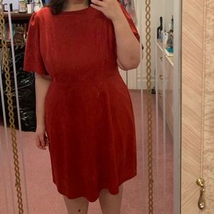 Eloquii Red Faux Suede Knee Length Dress Plus Size 16